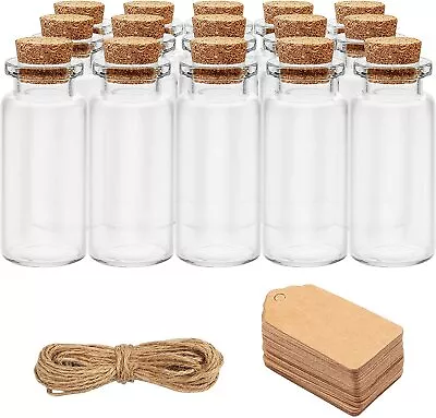 £16.99 • Buy 64 Mini Glass Bottles - Cork Stopper Jars For Wedding Party Favours & Decoration