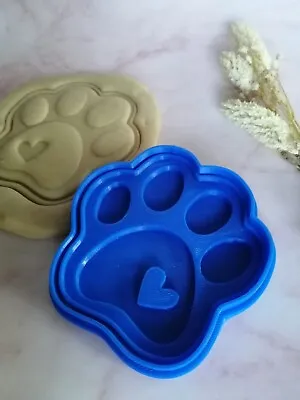 Dog Paw Print Heart Cookie Cutter &   Embosser Biscuit Icing Fondant Cake Clay • £4.19