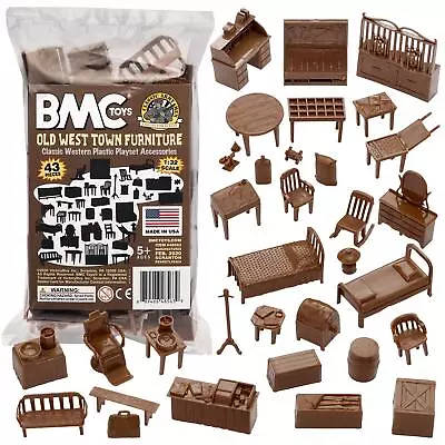 BMC Classic Marx Western Town Furniture 42pc Plastic Cowboy Playset Accessories • $27.34