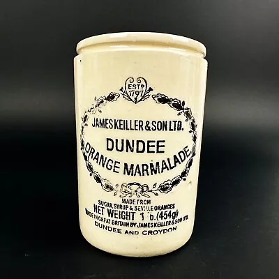 Vintage JAMES KEILLER & SONS DUNDEE Marmalade 1 Lb Stoneware JAR Made In ENGLAND • $55