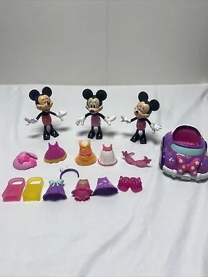 Disney Minnie Mouse Bow-Tique Snap N Style Lot 2011 3 Dolls Car Accessories • $17.79