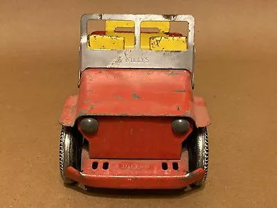 Vintage Marx MAR Toys Willys Jeep Metal Steel Red 50’s 60’s Patina • $57.99