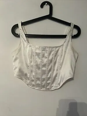 MissGuided White Corset Top. Size 10. Worn A Couple Of Times. No Marks. • £5