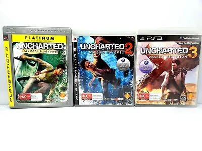 Uncharted Trilogy Drake's Fortune / 2 Among Thieves / 3 Drake's Deception - PS3  • $24.95