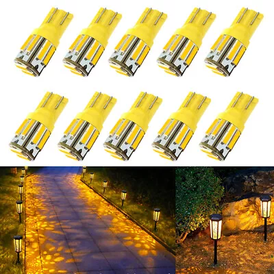 10Pcs Amber T10 Wedge LED Bulbs Low Voltage DC 12V For Malibu T5 Landscape Light • $16.97