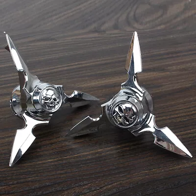$22.40 • Buy Pair Skull Spun Blade Spinning Front Axle Cap Cover For Harley Dyna Sportster XL