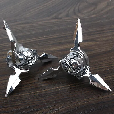 Pair Skull Spun Blade Spinning Front Axle Cap Cover For Harley Dyna Sportster XL • $22.40