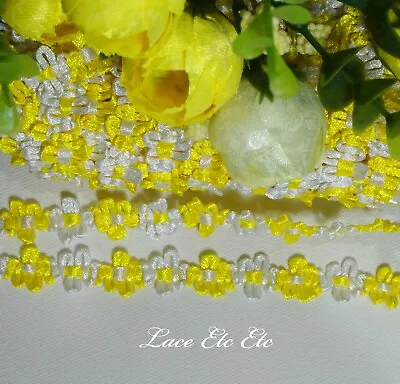 12 Mm W Pretty Yellow & White Rococo Braid Ribbon By The Metre Sewing  All Craft • $1.99