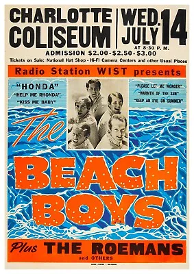 £14.99 • Buy Reproduction Vintage The Beach Boys  Charlotte Coliseum  Poster, Size: A2