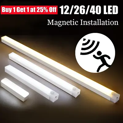 £3.95 • Buy LED PIR Motion Sensor Strip Light USB Rechargeable Magnetic Cabinet Closet Lamp