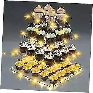 4 Tier Cupcake Stand With String Light Acrylic Cup Cake Stand Square-4 Tier • $25.24