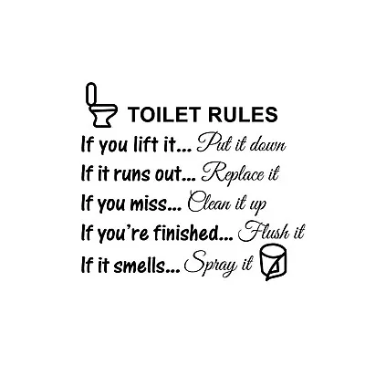 Kitchen Rules Toilet Rules Mural Sticker Wall Stickers Home Decoration Picture • $9.94