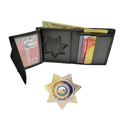 DK439 Hidden Badge And ID Wallet CDCR Cutout CA Corrections Flat 7 Point Star • $29.95