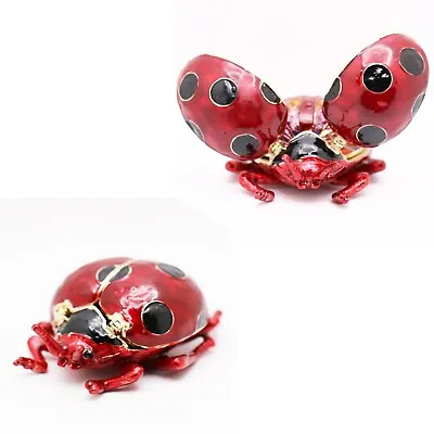 $15.80 • Buy Bejeweled Enameled Animal Trinket Box/Figurine With Rhinestones-Flying Ladybug
