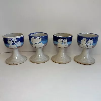 Vintage Bennett Welsh Pacific Stoneware Pottery Goblet Cup 1972 Signed Set Of 4 • $45