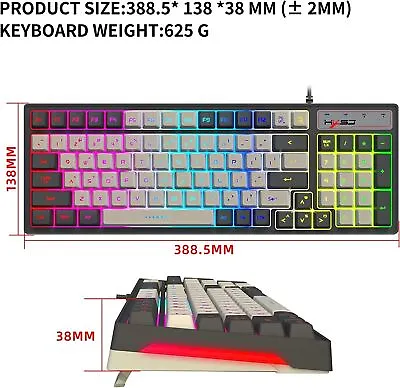 Wired RGB Gaming Keyboard 8 Backlight 96 Key Laser Carving For PC Mac PS4 Keypad • £19.79