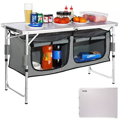 VEVOR Camping Kitchen Table Folding Portable Cook Station 3 Adjustable Heights • $52.99