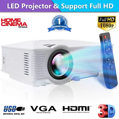 $109 • Buy Portable 1080P Native 720P HD LED Multimedia Projector Home Cinema Theater HDMI