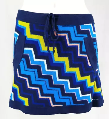 MiSSONi FOR TARGET BLUE ZiG ZAG STRETCH KNiT MiNi SKiRT W/ POCKETS M • $19.95