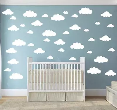 31 Pcs White Clouds Wall Ceiling Decals For Baby Nursery Bedroom Wall Art Decor • $19.60