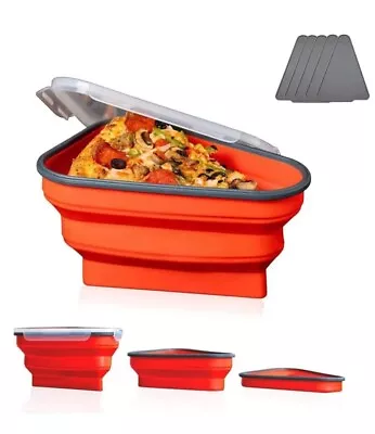 Reusable Silicone Pizza Storage Container Collapsible With Lid Trays And Cutter • £14.99