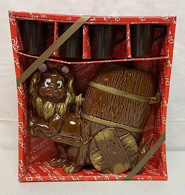 Vintage Lion Barrel Decanter Set Deadstock NIB Bar Ware • $75