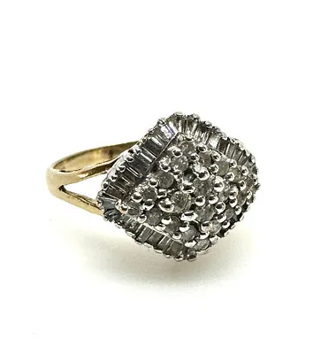 £199 • Buy 9K Gold Diamond Ring 9ct Yellow Gold Diamond Statement Ring Natural Diamonds WOW