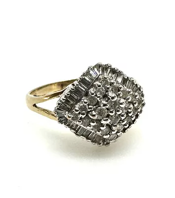 £199 • Buy 9K Gold Diamond Ring 9ct Yellow Gold Diamond Statement Ring Natural Diamonds WOW