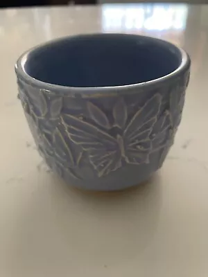 Mccoy Pottery Small Periwinkle Blue Butterfly  Jardiniere Planter Pot Vintage • $30