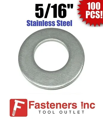 (100) 5/16  Stainless Steel Flat Washers (18-8 Stainless) 3/4  OD • $15.03