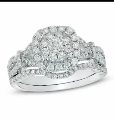 Previously Owned - 1 CT. T.W. Composite Diamond Frame Bridal Set In 14K White  • $400
