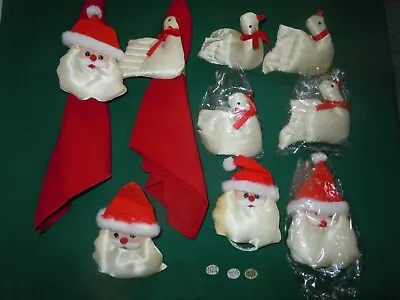 9 Vtg Santa Claus & Dove Christmas Napkin Rings VERA NEUMANN 4 Santa & 5 Doves • $13.95