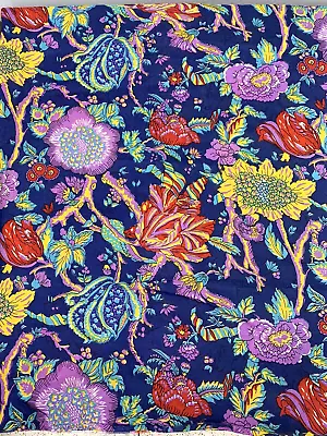 60s 70s Vintage Vibrant Bold Color Floral Muslin Cotton Fabric 3 Yards +6  X44  • $34.99