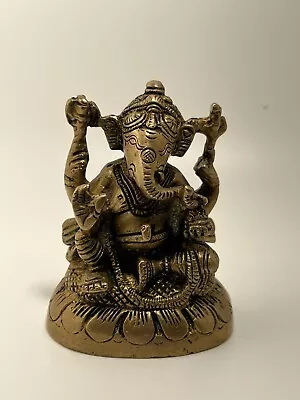 Vintage Metal Hindu Ganesha Elephant Miniature Figurine 3” Tall • $49.99