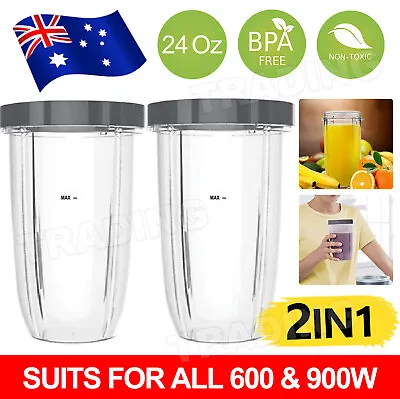 $15.95 • Buy 2X 24oz TALL CUP BIG LARGE Cups Suits For NutriBullet 600 900w Blender Model New