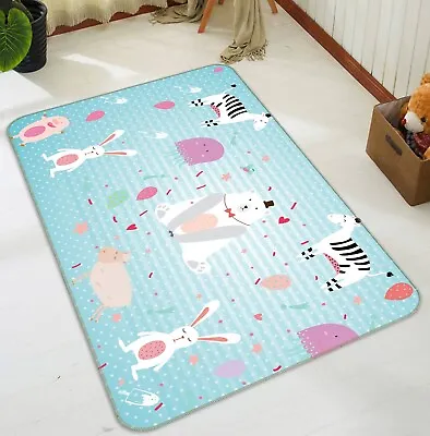 3D Bear Rabbit Zebra ZHUA3230 Game Non Slip Rug Mat Photo Carpet Amy • $49.99