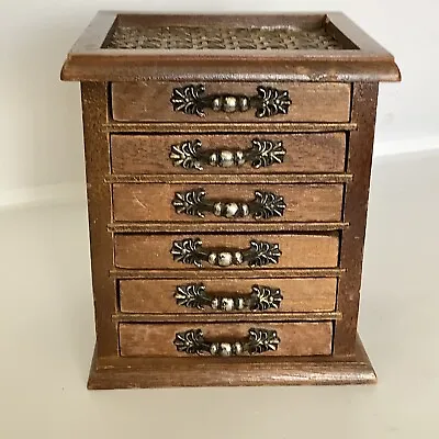 Vintage Mid Century Drawer Coaster Set Wood / Cork Coasters (6) Rattan Look • $17.99