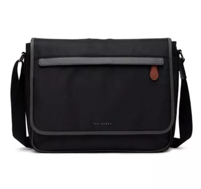 Ted Baker London Black Messenger Laptop Bag Retails $170 Nylon NWOT • $58