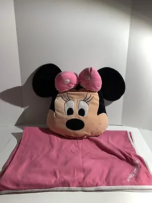 Disney Store Jumbo Minnie Mouse Head Face Pillow And Blanket Plush Pink Bow • $14.99