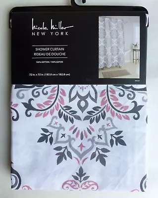 New NICOLE MILLER Adelle SHOWER CURTAIN Floral Medallion • $29.90