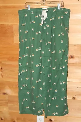 HTF Men's J.Crew Green Bulldog W/Antlers Christmas X-Mas Pattern Lounge Pants XL • $19.99