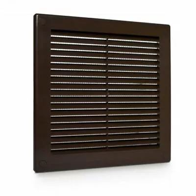 Brown Air Vent Grille With Anti-Inset Mesh Louvred 6  X 6  150mm X 150mm Size • £4.69