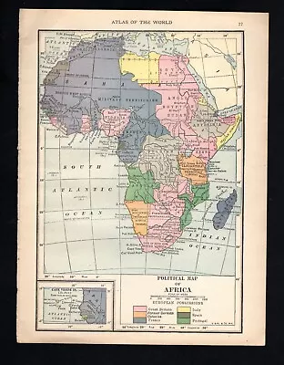 1923 Map Africa From  Scramble  To Colonize Africa To The  Shuffle  After W W 1 • £36.16