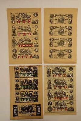 Confederate Currency Cash Prints (Reproduction) Various States 1850's Bank Notes • $55