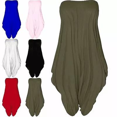 £7.49 • Buy New Womens Ladies Boobtube Lagenlook Romper Baggy Harem Jumpsuit Playsuit