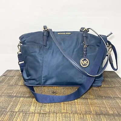 Michael Kors Dark Blue Jet Set Large Nylon Diaper Bag Purse Gold Hardware • $60