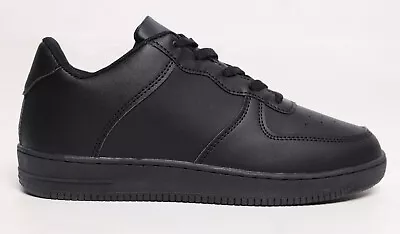 £14.95 • Buy Boys & Mens Plain Black Trainers Junior Adult Size 3 To 9 UK SPORT SCHOOL SHOES