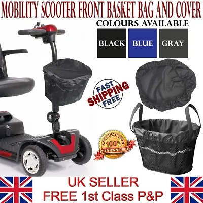 Mobility Scooter Front Basket Bag Liner & Rain Cover Waterproof Black Grey Blue • $10.04