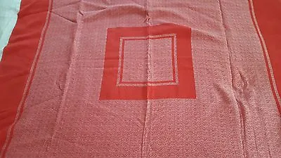 Solid Red Silver Cotton Mix Square Heavy Fabric Tablecloth 45  X 46  Vintage • $19