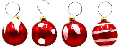 Dollhouse Red & White Baubles Miniature Christmas Tree Ornaments Decorations • $3.75